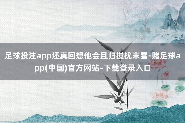 足球投注app还真回想他会且归搅扰米雪-赌足球app(中国)官方网站-下载登录入口