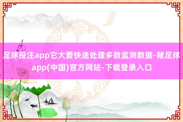 足球投注app它大要快速处理多数监测数据-赌足球app(中国)官方网站-下载登录入口