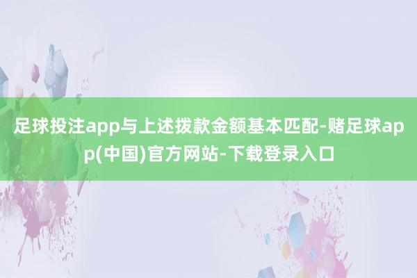 足球投注app与上述拨款金额基本匹配-赌足球app(中国)官方网站-下载登录入口