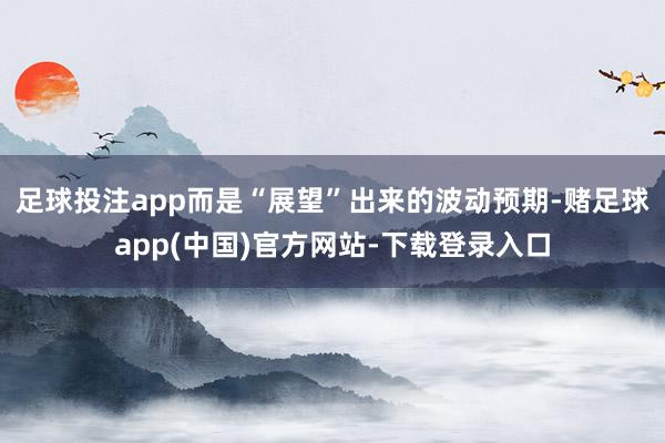足球投注app而是“展望”出来的波动预期-赌足球app(中国)官方网站-下载登录入口