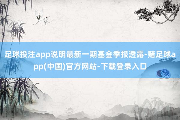 足球投注app说明最新一期基金季报透露-赌足球app(中国)官方网站-下载登录入口