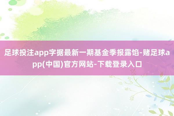 足球投注app字据最新一期基金季报露馅-赌足球app(中国)官方网站-下载登录入口